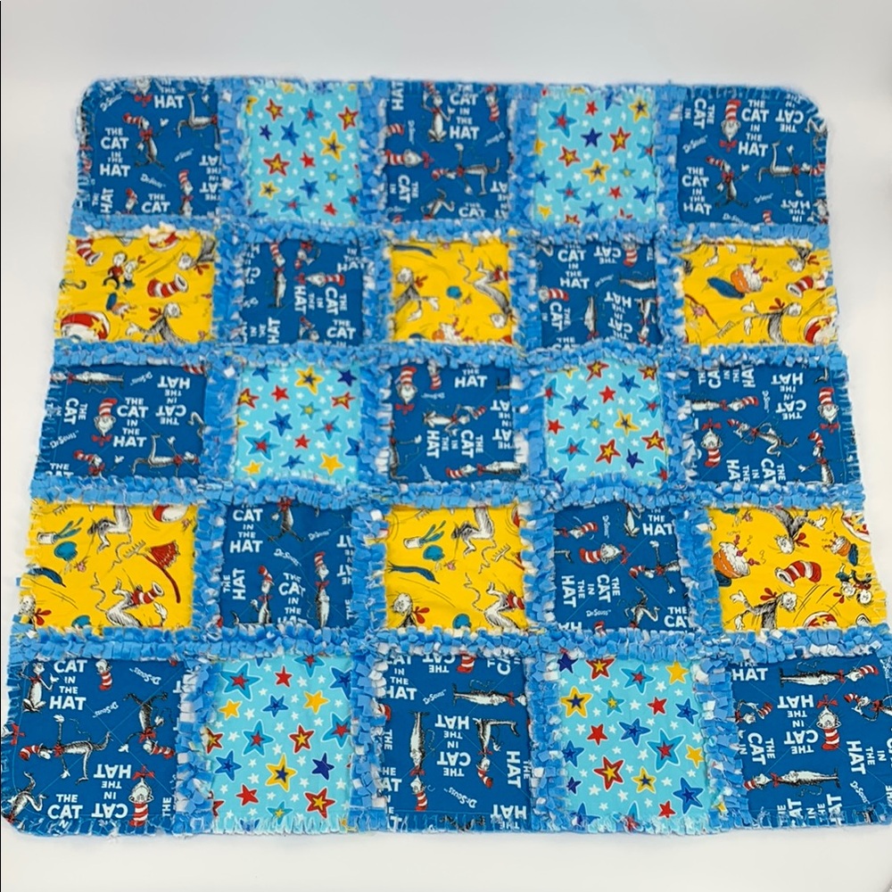 Colorful Dr. Seuss Cat in the Hat Baby Rag Quilt